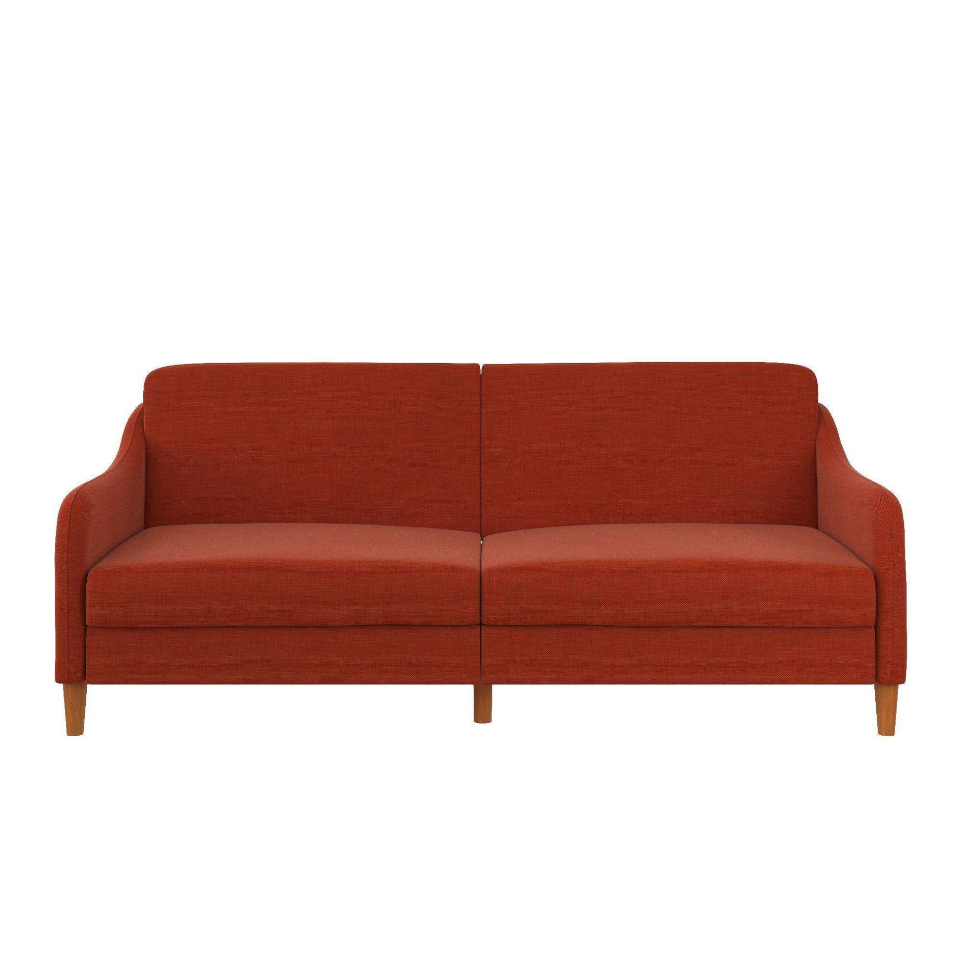 Jasper Sprung Sofa Bed - Orange Linen by Dorel - Price Crash Furniture