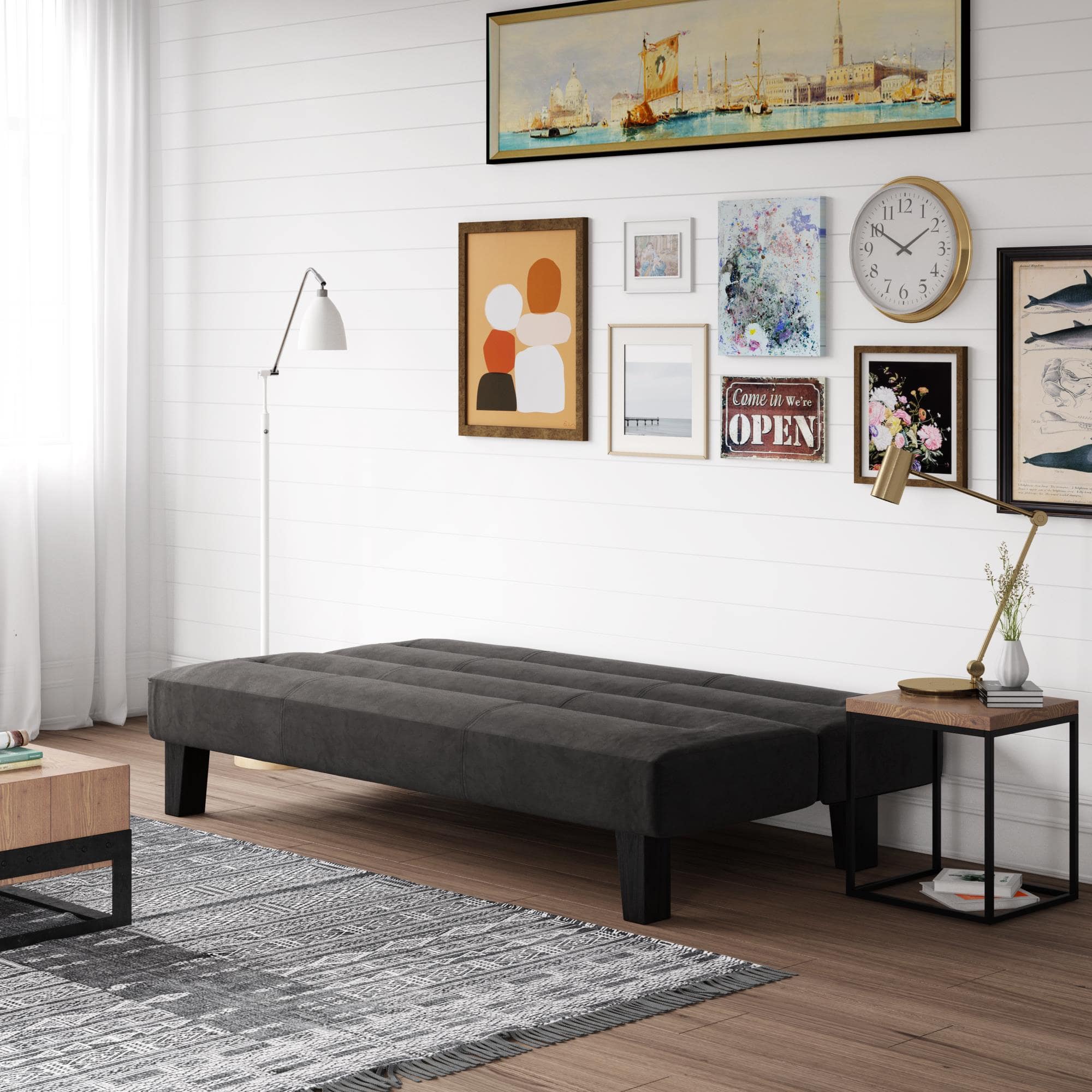 Kebo Futon in Black Velvet by Dorel - Price Crash Furniture