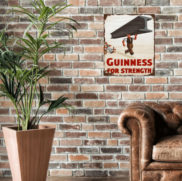 Large Metal Sign 60 x 49.5cm Guinness Beer Advert Girder - Price Crash Furniture