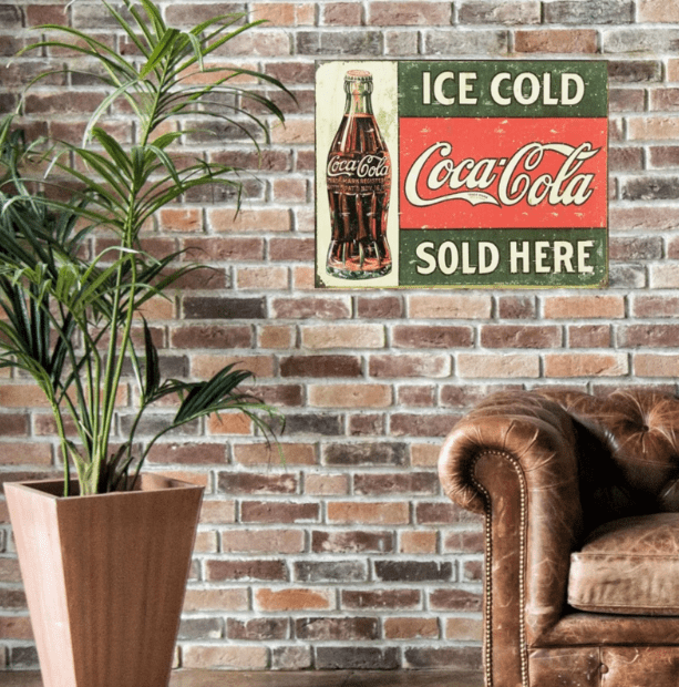 Large Metal Sign 60 x 49.5cm Ice Cold Coca Cola - Price Crash Furniture