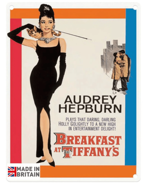 Large Metal Sign 60 x 49.5cm Movie Poster Audrey Hepburn - Price Crash Furniture