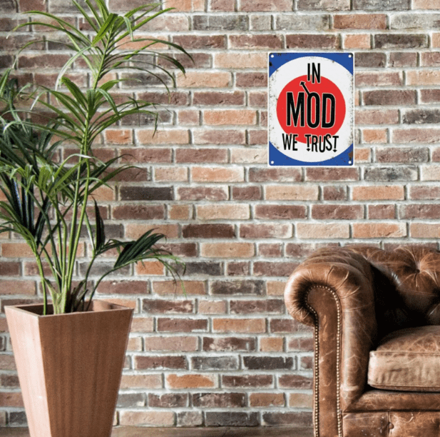 Large Metal Sign 60 x 49.5cm Music In Mod We Trust - Price Crash Furniture