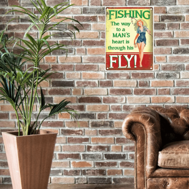 Large Metal Sign 60 x 49.5cm Vintage Retro Fishing Way - Price Crash Furniture