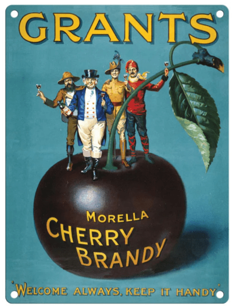 Large Metal Sign 60 x 49.5cm Vintage Retro Grants Cherry Brandy - Price Crash Furniture