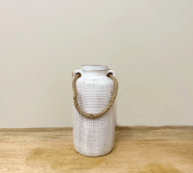 Large Stone Vase With Rope Handle - Price Crash Furniture