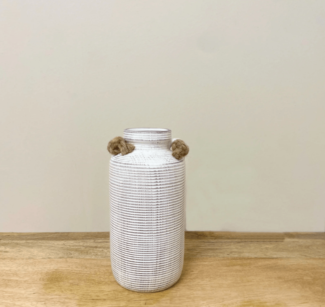 Large Stone Vase With Rope Handle - Price Crash Furniture