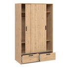 Line Wardrobe With 2 Doors + 2 Drawers In Jackson Hickory Oak - Price Crash Furniture