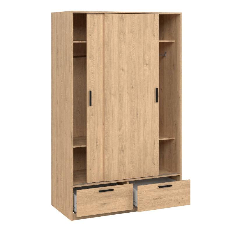 Line Wardrobe With 2 Doors + 2 Drawers In Jackson Hickory Oak - Price Crash Furniture