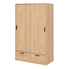 Line Wardrobe With 2 Doors + 2 Drawers In Jackson Hickory Oak - Price Crash Furniture