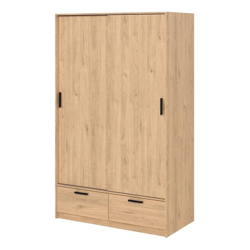 Line Wardrobe With 2 Doors + 2 Drawers In Jackson Hickory Oak - Price Crash Furniture