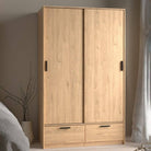 Line Wardrobe With 2 Doors + 2 Drawers In Jackson Hickory Oak - Price Crash Furniture