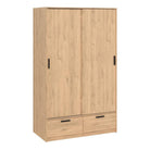 Line Wardrobe With 2 Doors + 2 Drawers In Jackson Hickory Oak - Price Crash Furniture