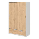 Line Wardrobe with 2 Doors + 2 Drawers In White And Jackson Hickory Oak - Price Crash Furniture