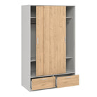 Line Wardrobe with 2 Doors + 2 Drawers In White And Jackson Hickory Oak - Price Crash Furniture