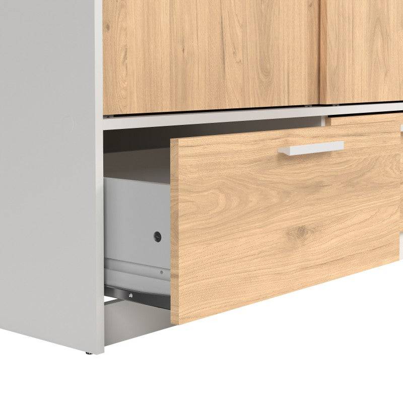Line Wardrobe with 2 Doors + 2 Drawers In White And Jackson Hickory Oak - Price Crash Furniture