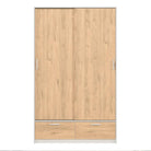 Line Wardrobe with 2 Doors + 2 Drawers In White And Jackson Hickory Oak - Price Crash Furniture