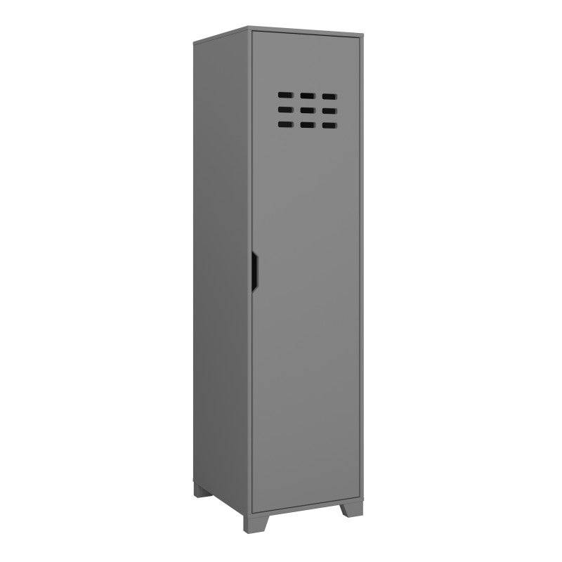 Loke Single 1 Door Wardrobe In Folkestone Grey - Price Crash Furniture