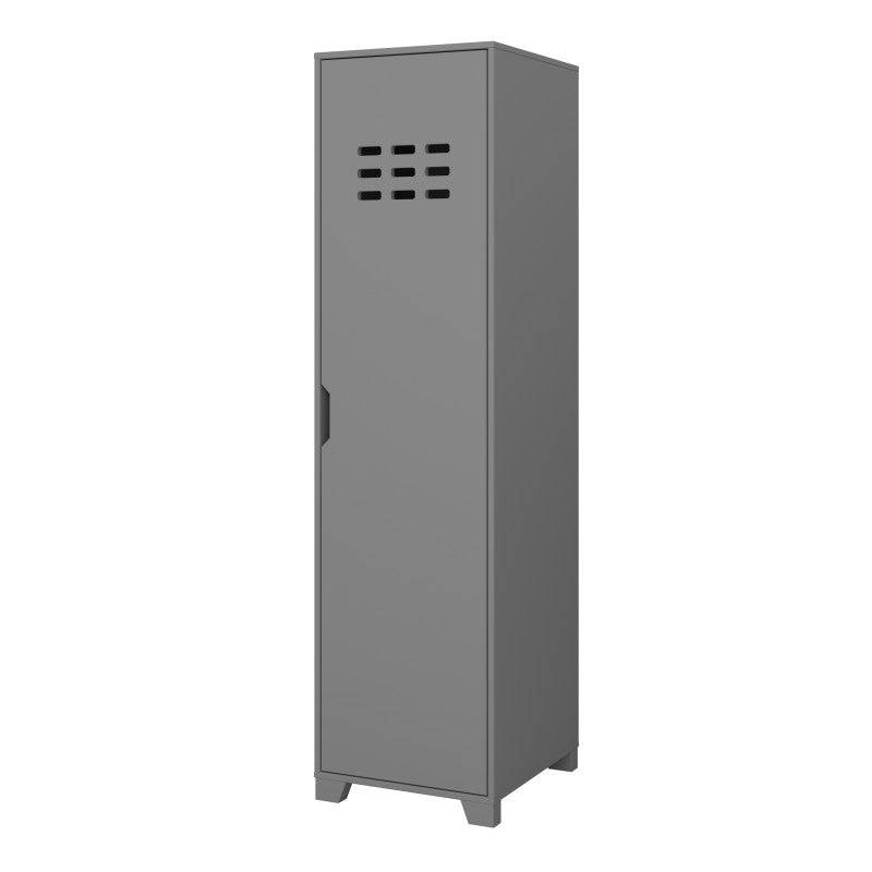 Loke Single 1 Door Wardrobe In Folkestone Grey - Price Crash Furniture