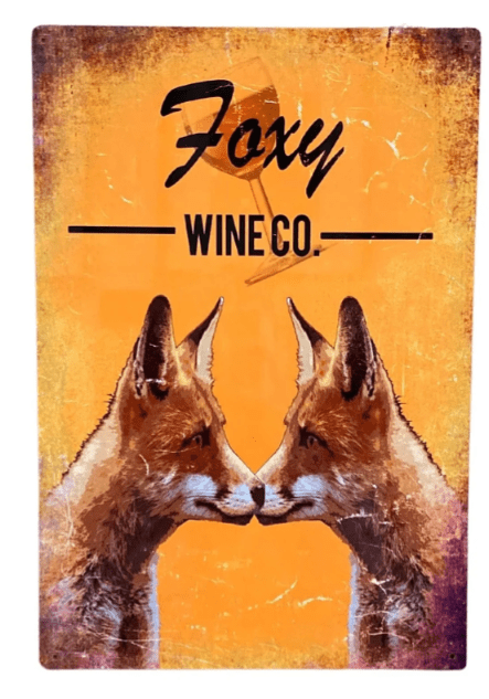 Metal Advertising Wall Sign - Foxy Wine Co Brewery - Price Crash Furniture