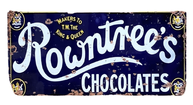 Metal Advertising Wall Sign - Rowntrees Chocolate Blue - Price Crash Furniture