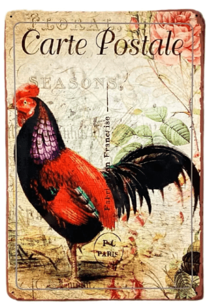 Metal Propaganda Wall Sign - Cockerel French Hen Chicken - Price Crash Furniture