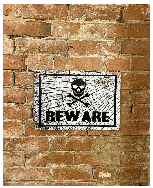 Metal Sign Plaque - Skull Beware - Price Crash Furniture