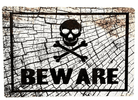 Metal Sign Plaque - Skull Beware - Price Crash Furniture