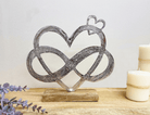 Metal Silver Entwined Hearts On A Wooden Base Large - Price Crash Furniture