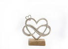 Metal Silver Entwined Hearts On A Wooden Base Small - Price Crash Furniture