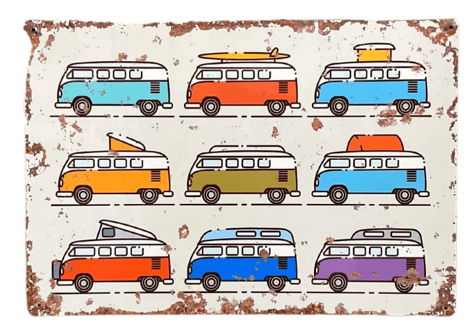 Metal Vintage Wall Sign - Camper Van Collection - Price Crash Furniture