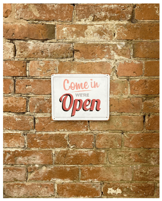 Metal Vintage Wall Sign - Come On In We're Open - Price Crash Furniture
