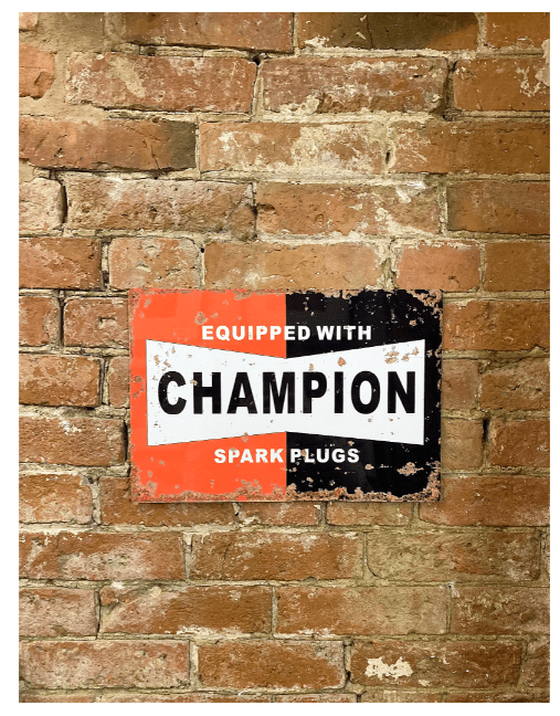 Metal Wall Sign Plaque - Champion Spark Plugs - Price Crash Furniture