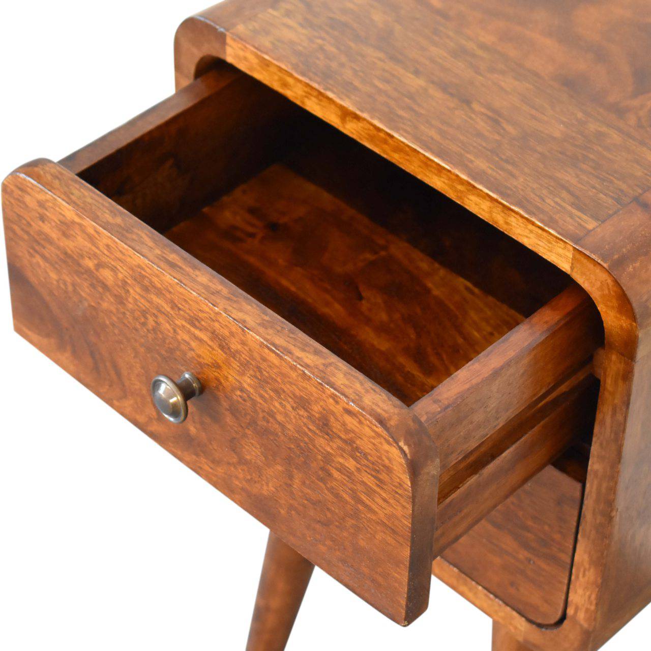 Mini Chestnut Curved Bedside by Artisan Furniture - Price Crash Furniture