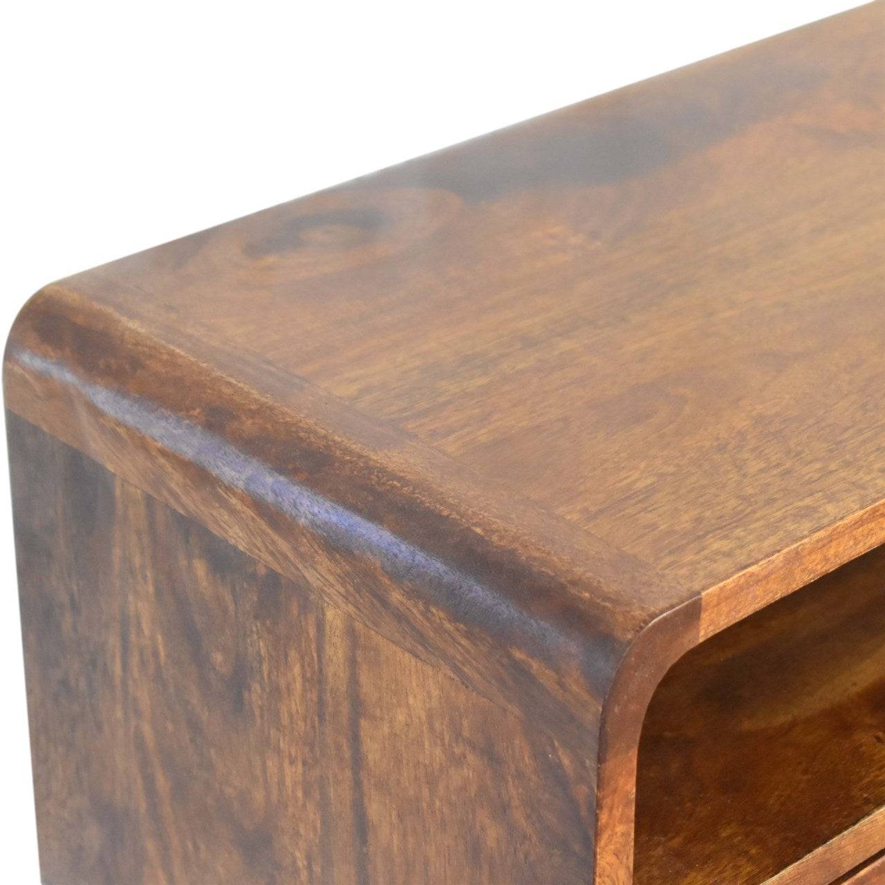 Mini Chestnut Curved Console Table by Artisan Furniture - Price Crash Furniture