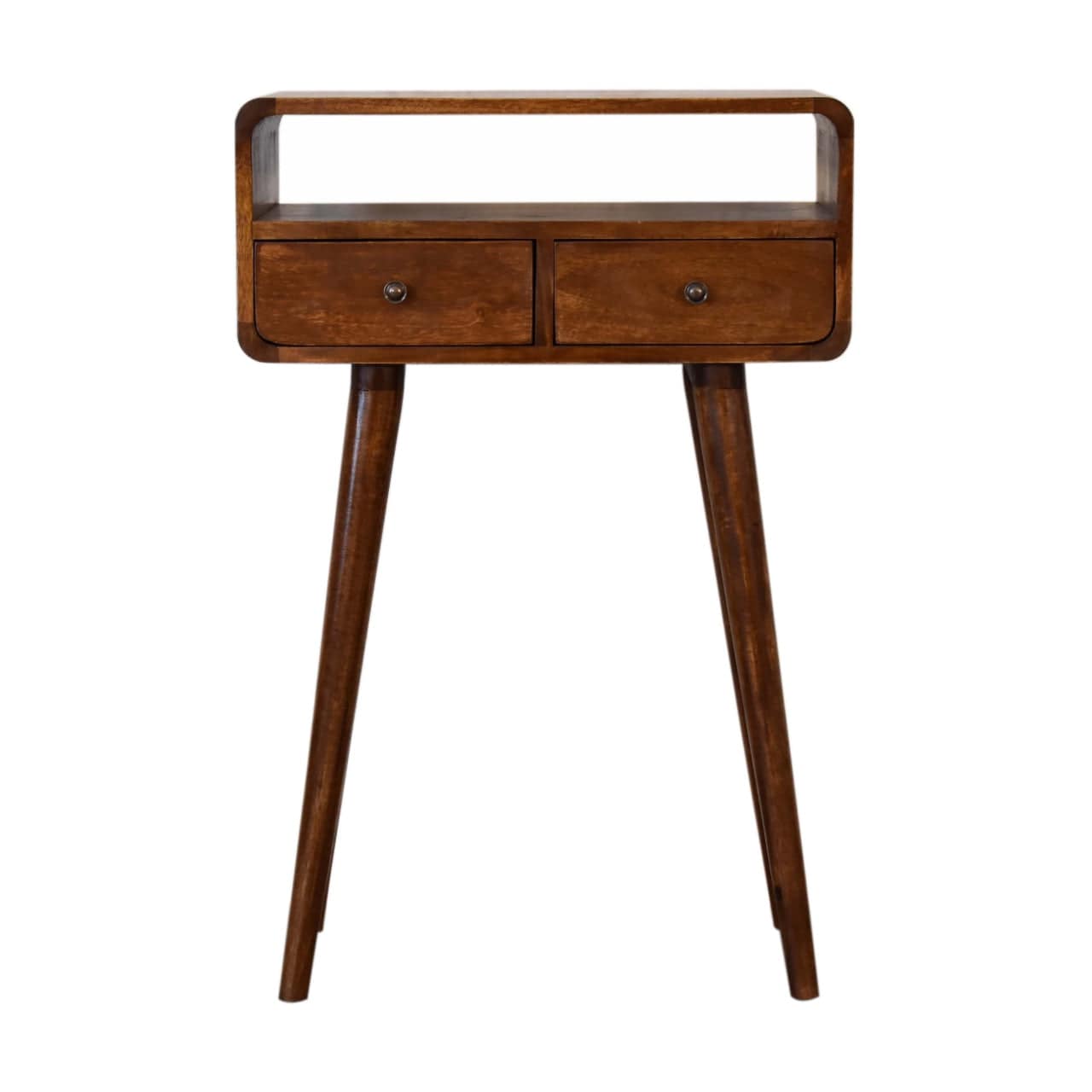 Mini Chestnut Curved Console Table by Artisan Furniture - Price Crash Furniture