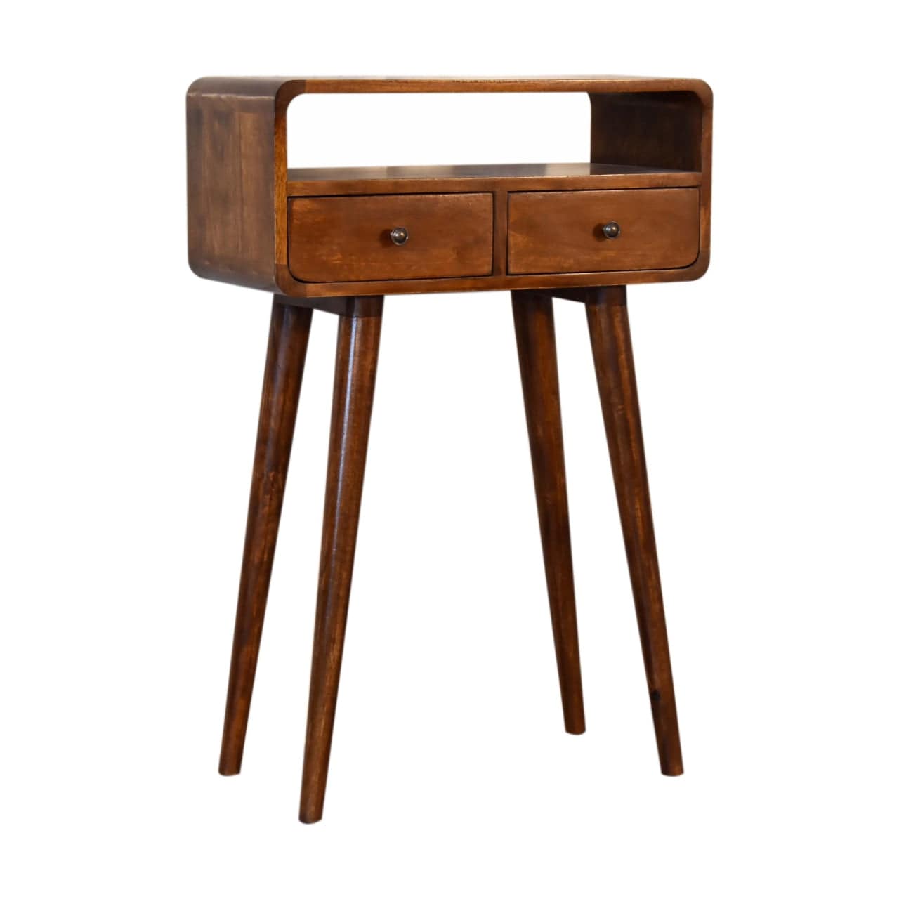 Mini Chestnut Curved Console Table by Artisan Furniture - Price Crash Furniture