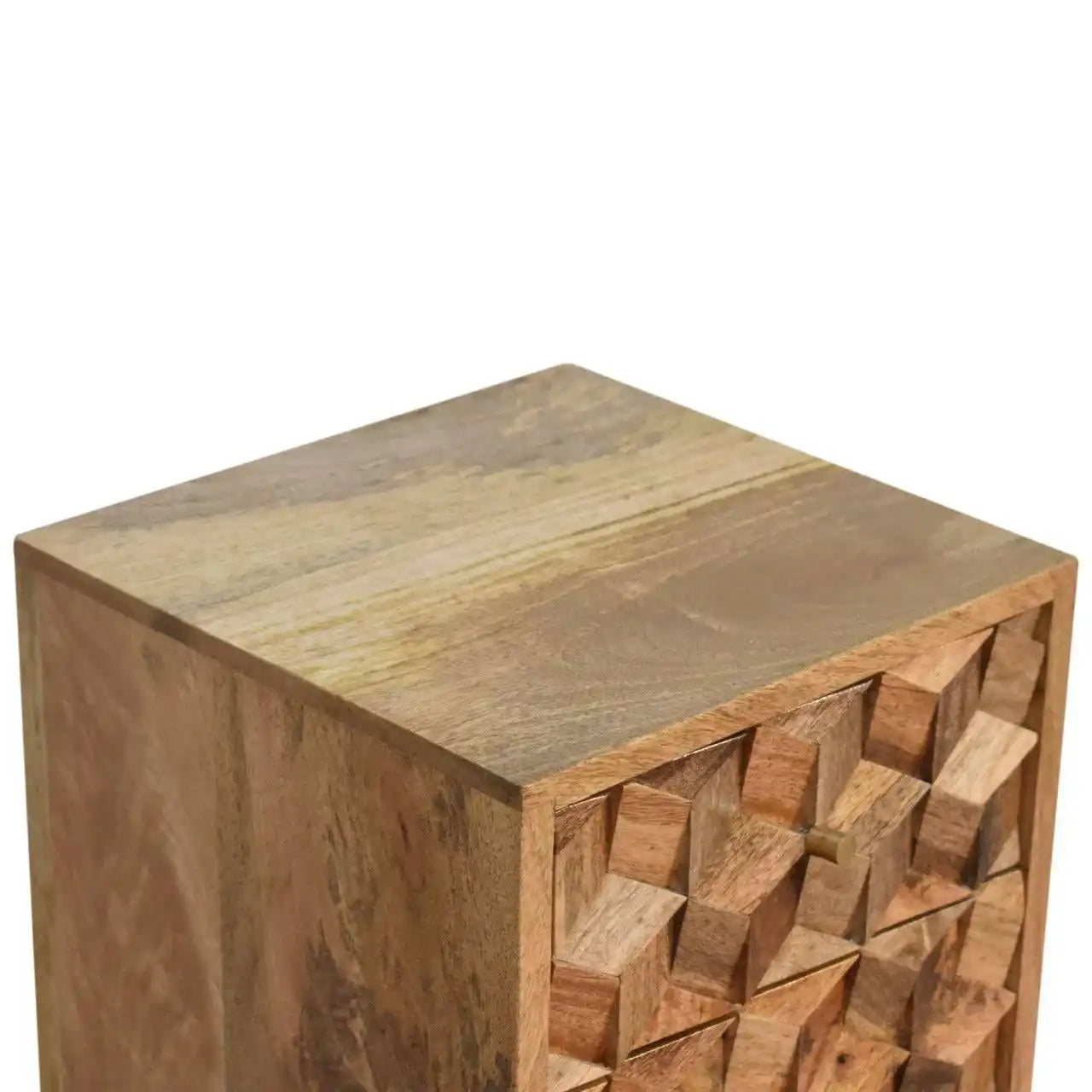 Mini Cube Carved 2 Drawer Bedside by Artisan Furniture - Price Crash Furniture