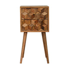 Mini Cube Carved 2 Drawer Bedside by Artisan Furniture - Price Crash Furniture