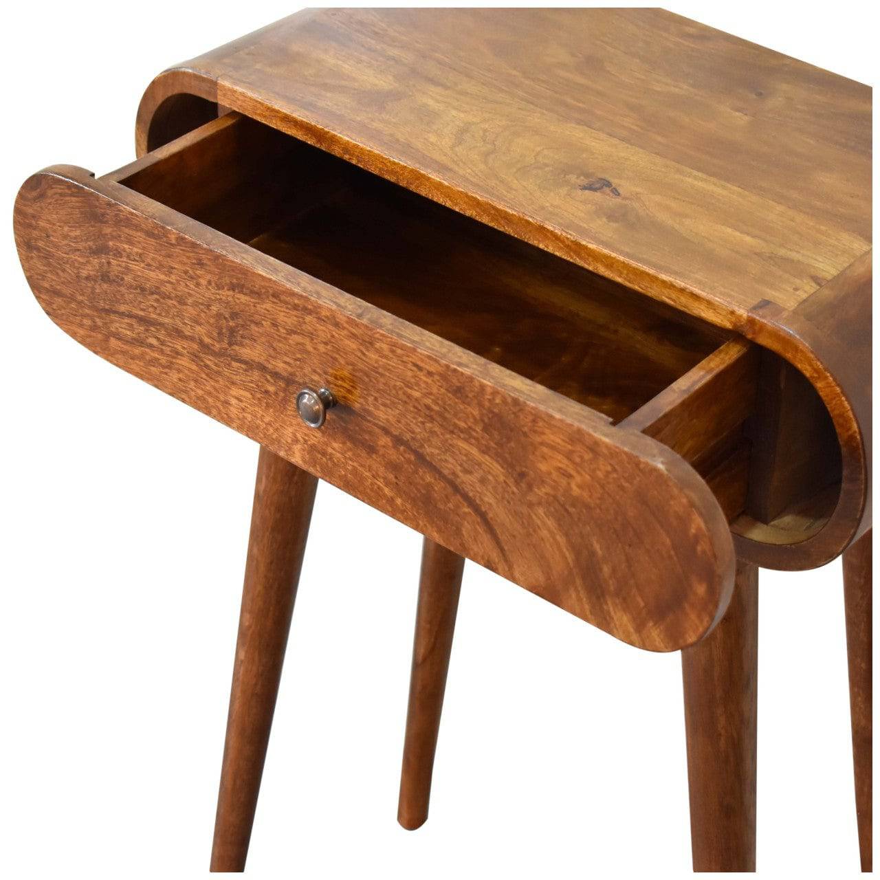 Mini Rounded Mini Chestnut Console Table by Artisan Furniture - Price Crash Furniture