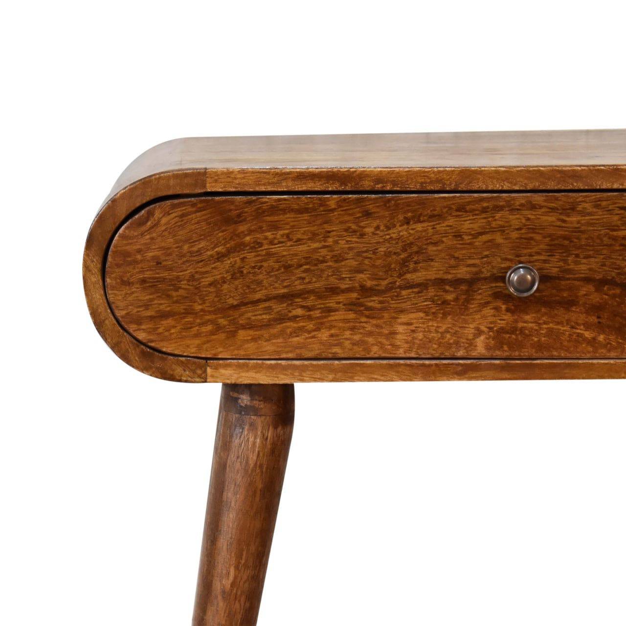 Mini Rounded Mini Chestnut Console Table by Artisan Furniture - Price Crash Furniture