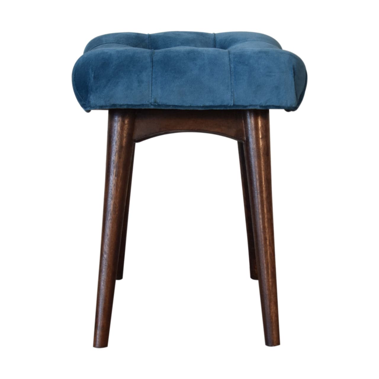 Mini Teal Cotton Velvet Curved Bench by Artisan Furniture - Price Crash Furniture