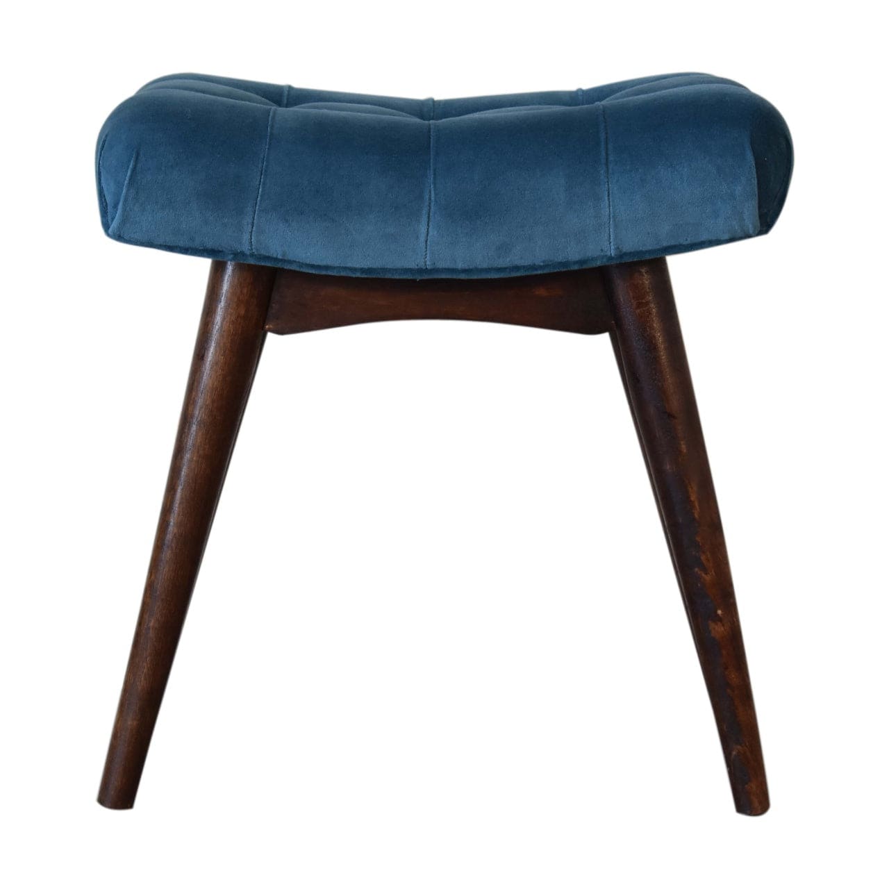 Mini Teal Cotton Velvet Curved Bench by Artisan Furniture - Price Crash Furniture