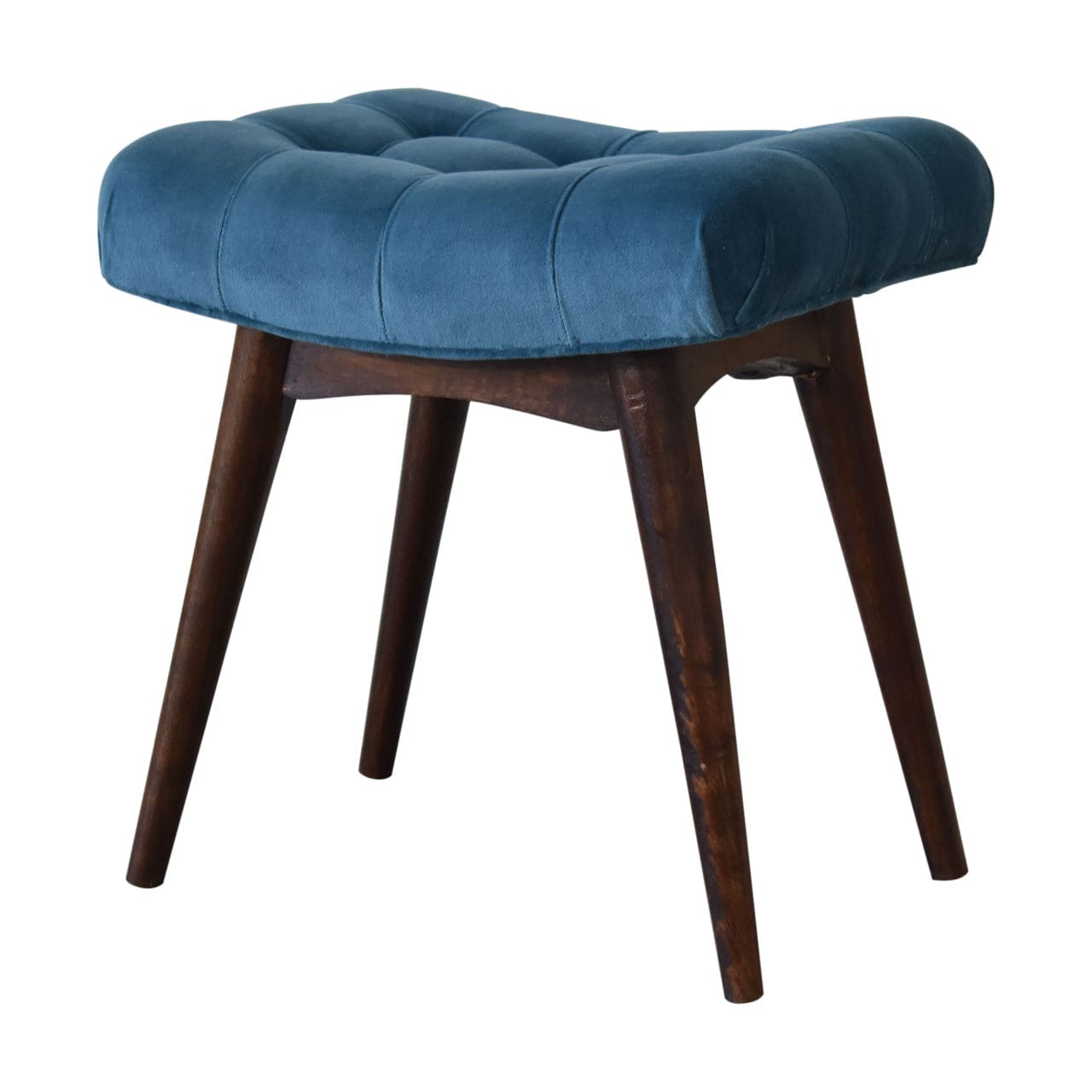 Mini Teal Cotton Velvet Curved Bench by Artisan Furniture - Price Crash Furniture