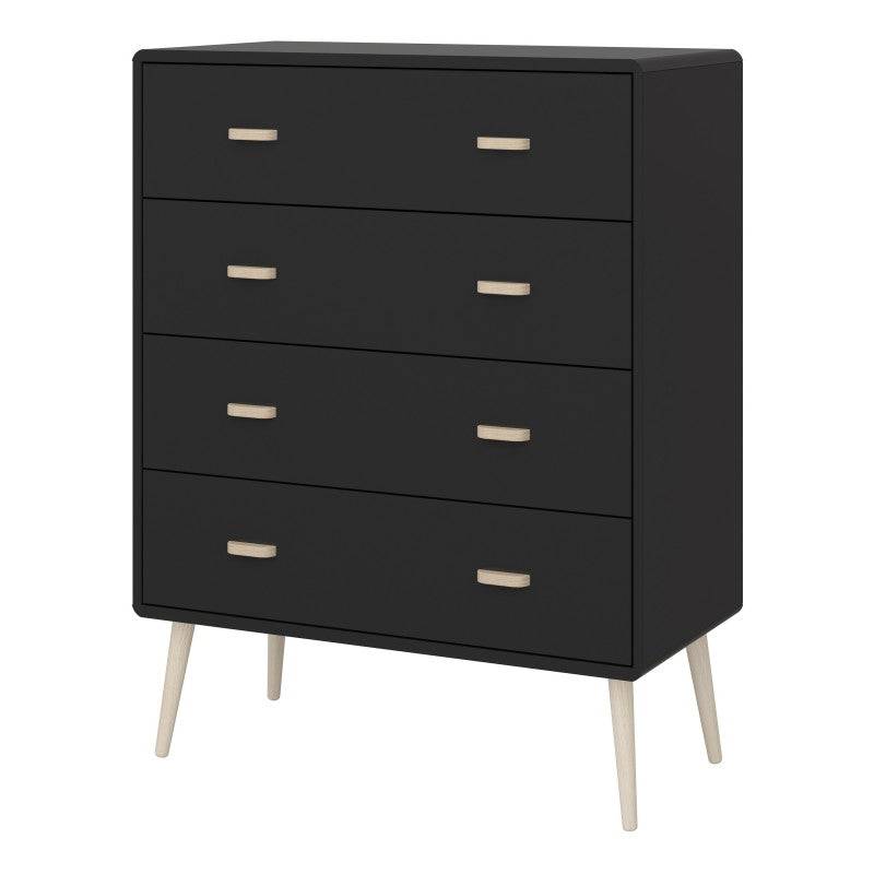 Mino 4 Drawer Chest Of Drawers in Black Painted Finish - Price Crash Furniture
