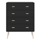 Mino 4 Drawer Chest Of Drawers in Black Painted Finish - Price Crash Furniture