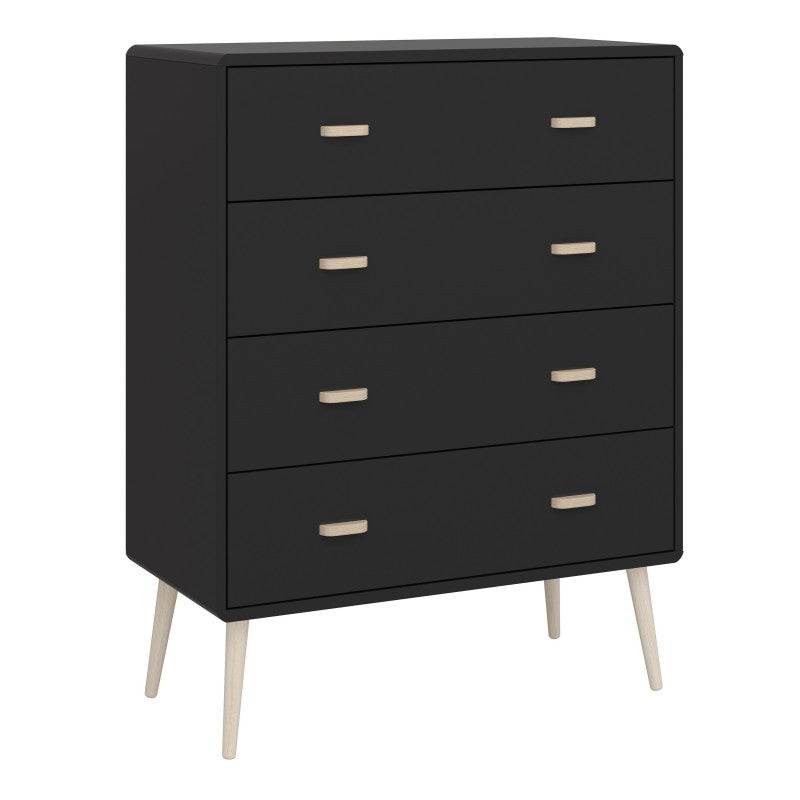 Mino 4 Drawer Chest Of Drawers in Black Painted Finish - Price Crash Furniture