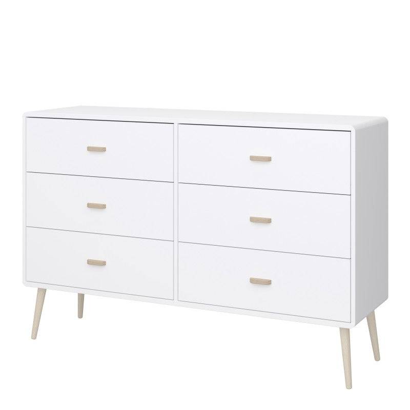 Mino 6 Drawer Chest Of Drawers In Pure White - Price Crash Furniture