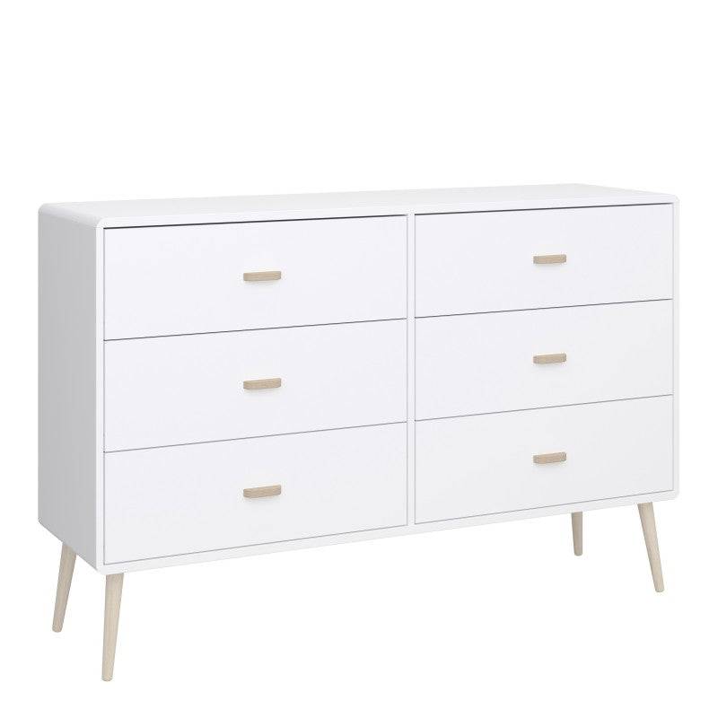 Mino 6 Drawer Chest Of Drawers In Pure White - Price Crash Furniture