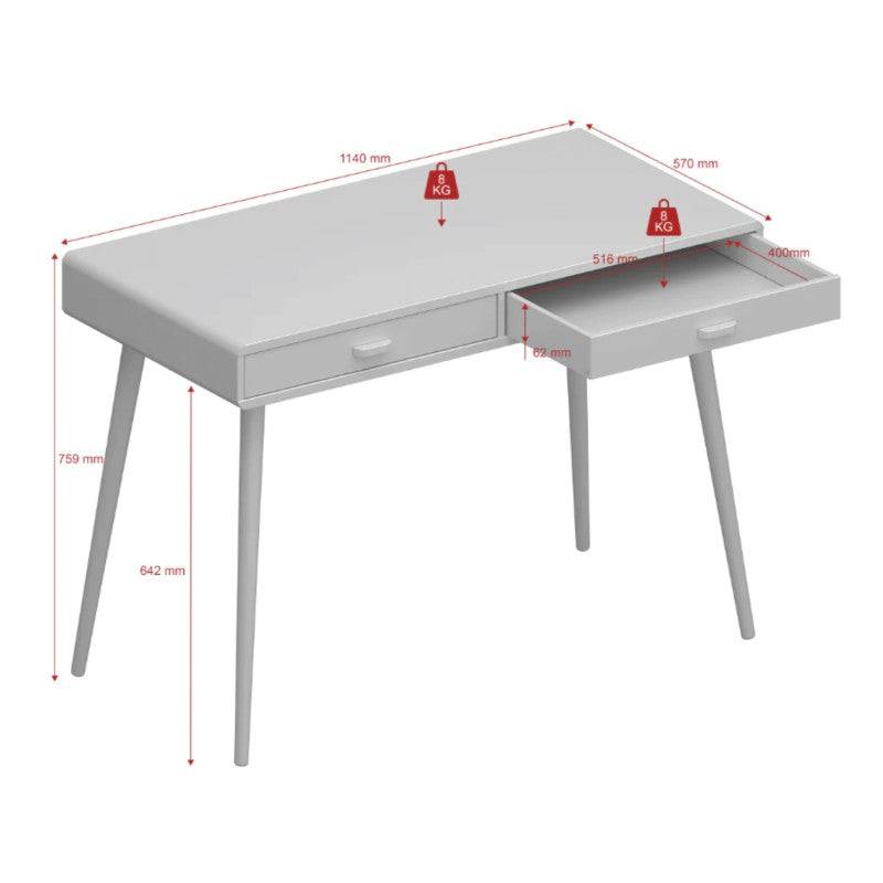 Mino Home Office Writing Desk With 2 Drawers In Pure White - Price Crash Furniture