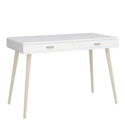 Mino Home Office Writing Desk With 2 Drawers In Pure White - Price Crash Furniture